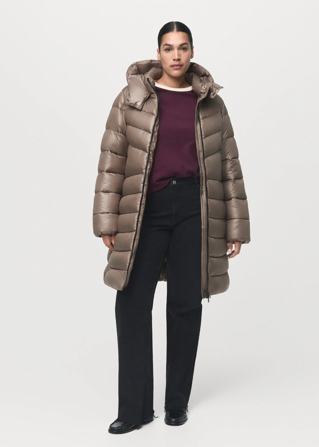 Midi Quilted Anorak With Hood