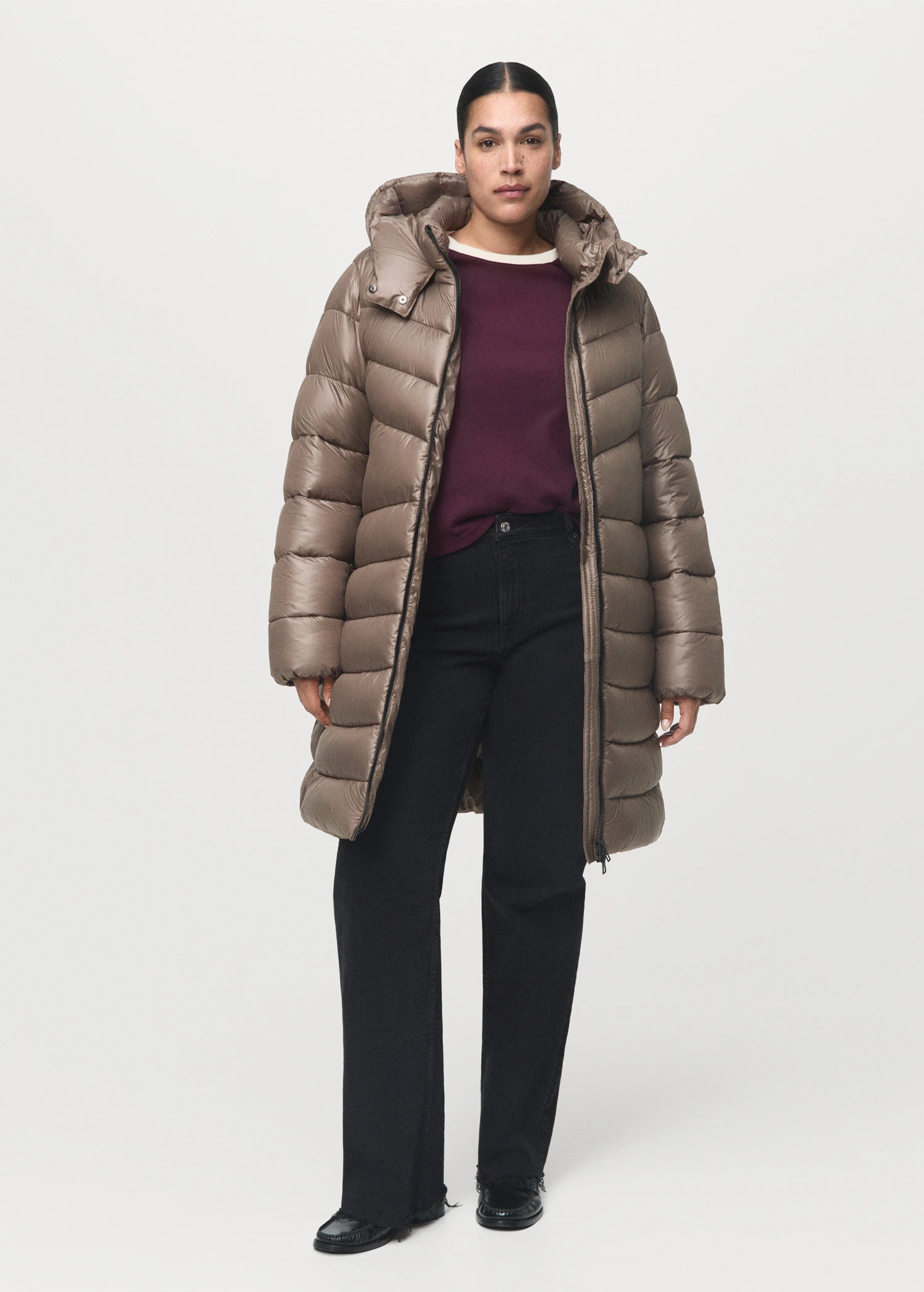 Midi Quilted Anorak With Hood