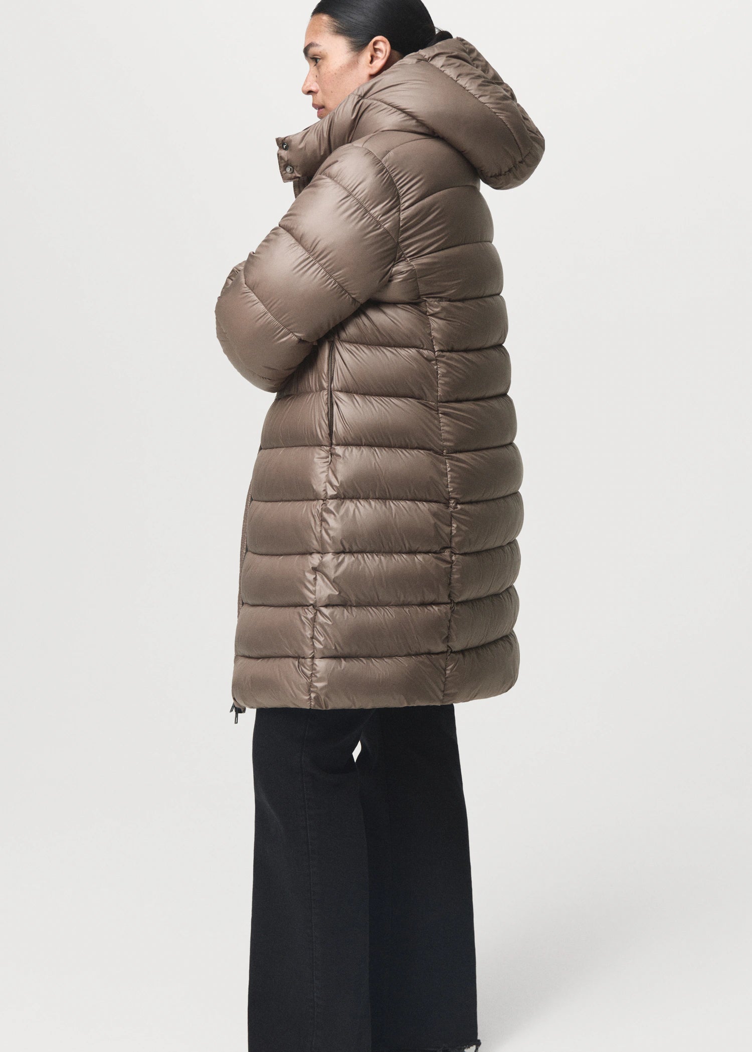 Midi Quilted Anorak With Hood