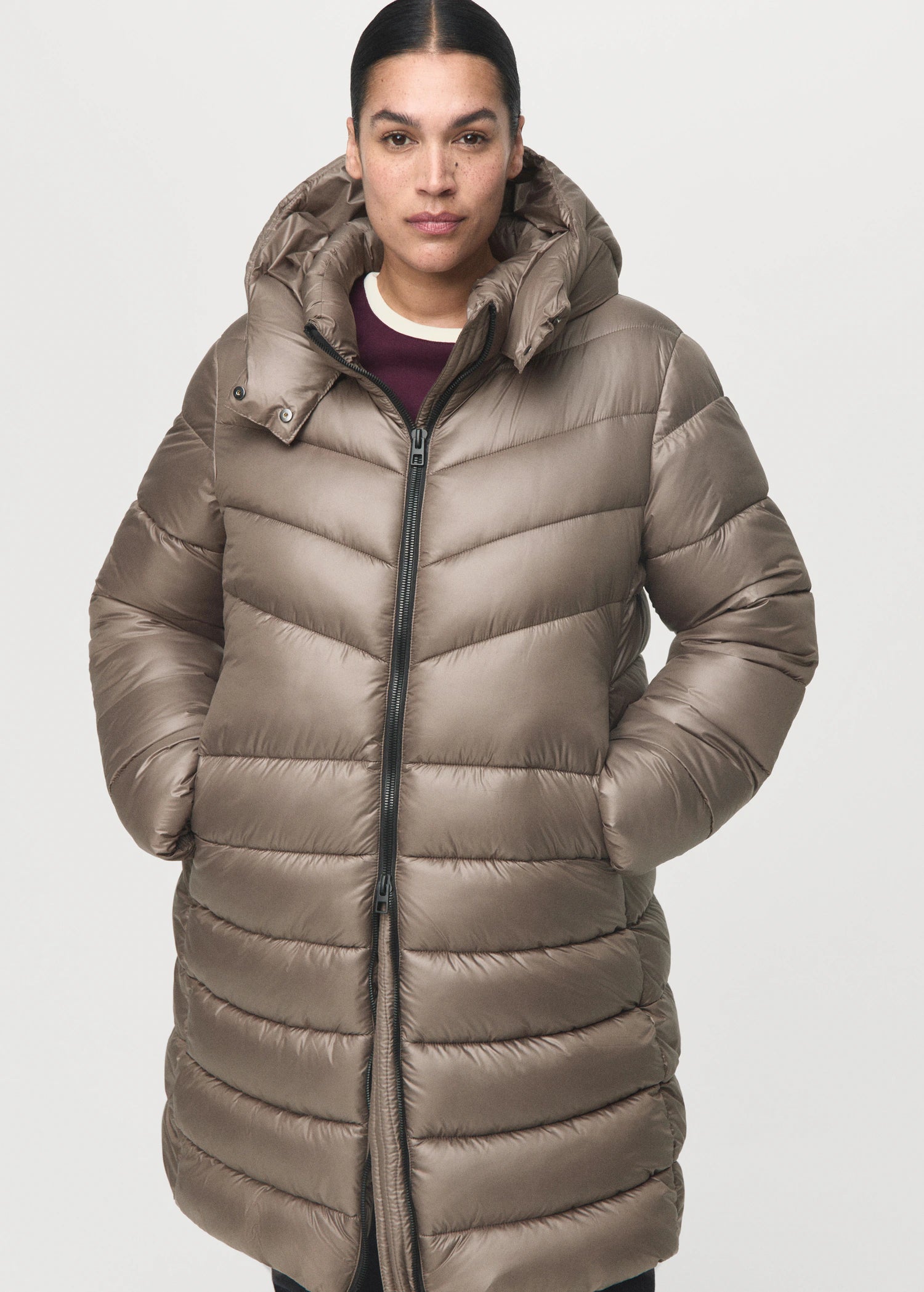 Midi Quilted Anorak With Hood