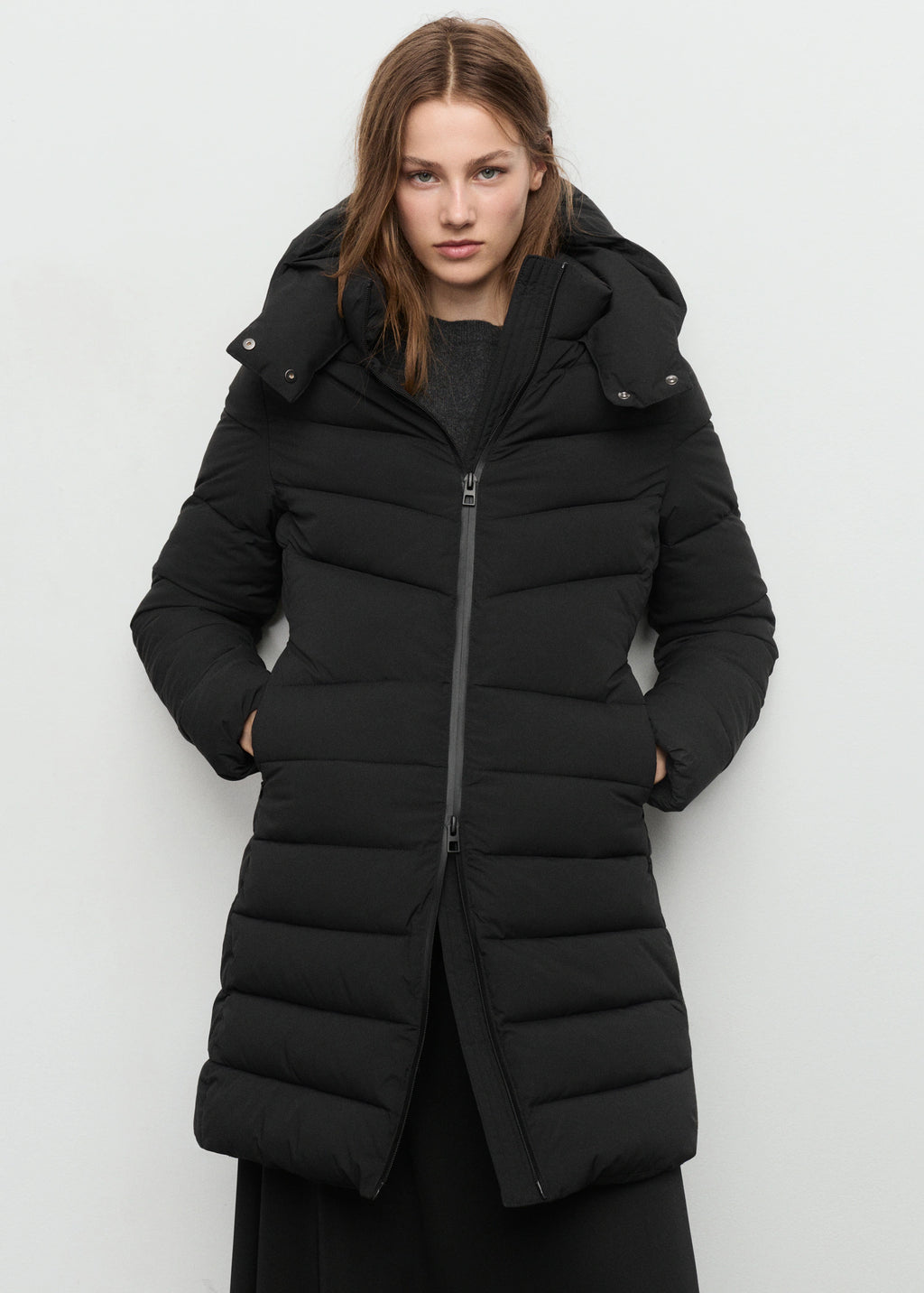 Midi Quilted Anorak With Hood