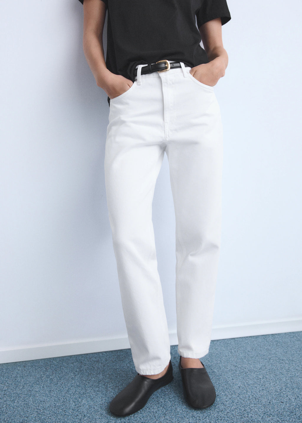 Mid Rise Straight Jeans