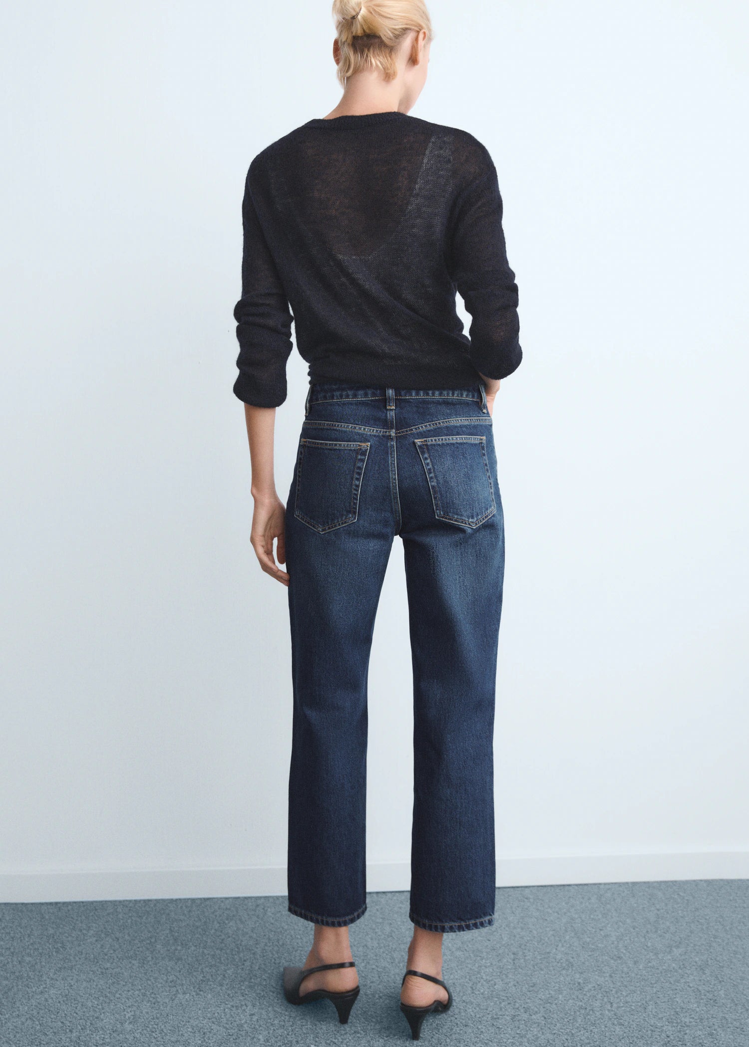 Mid Rise Straight Jeans