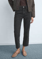 Mid Rise Straight Jeans