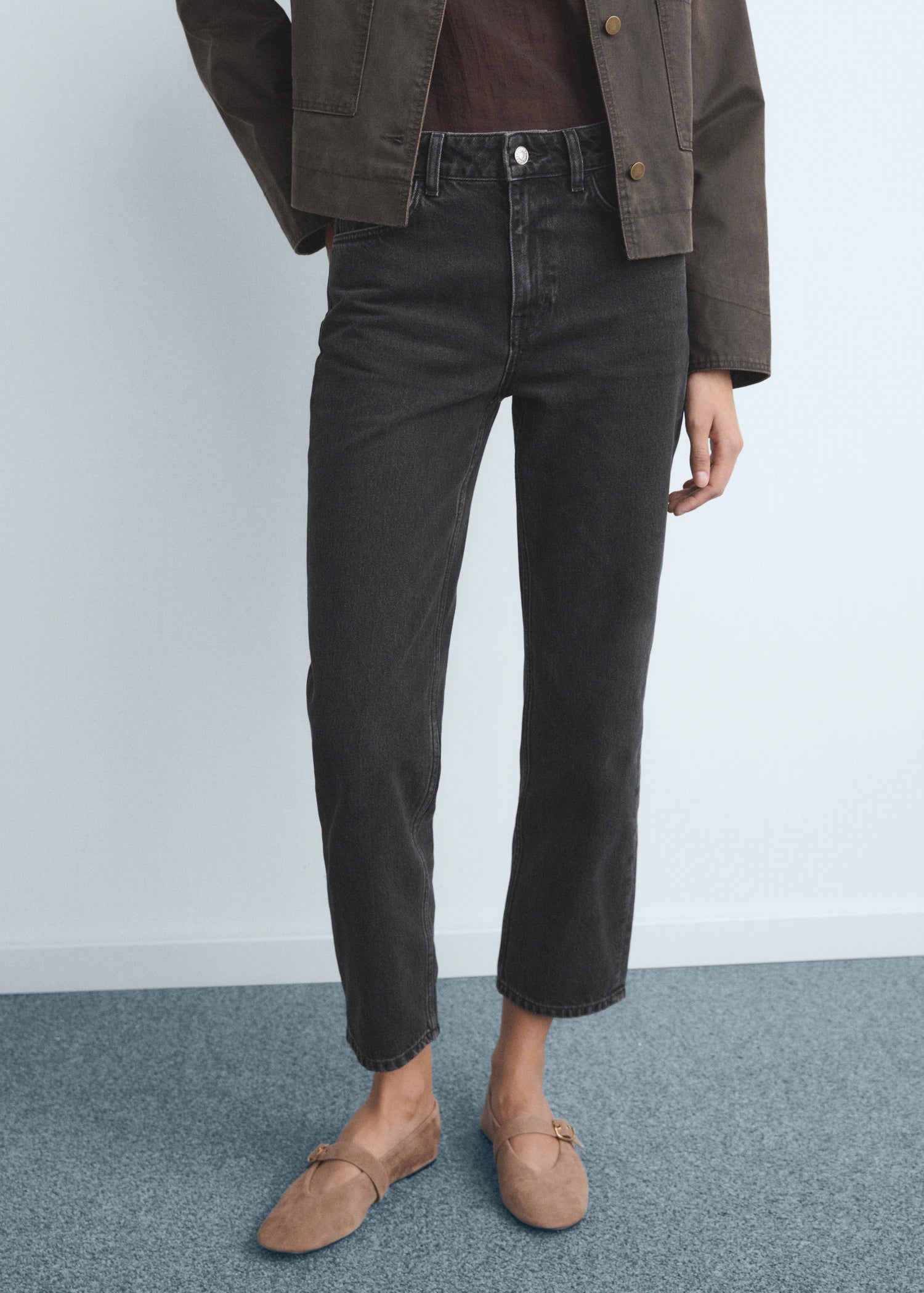 Mid Rise Straight Jeans