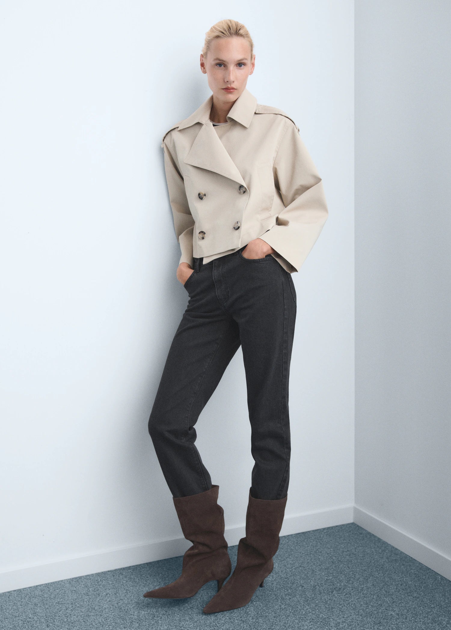 Mid Rise Straight Jeans