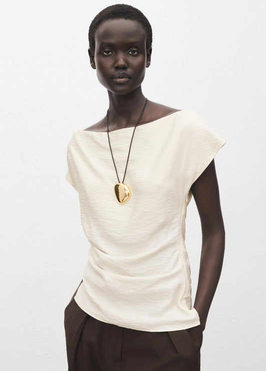 Modal Blouse With Asymmetrical Collar