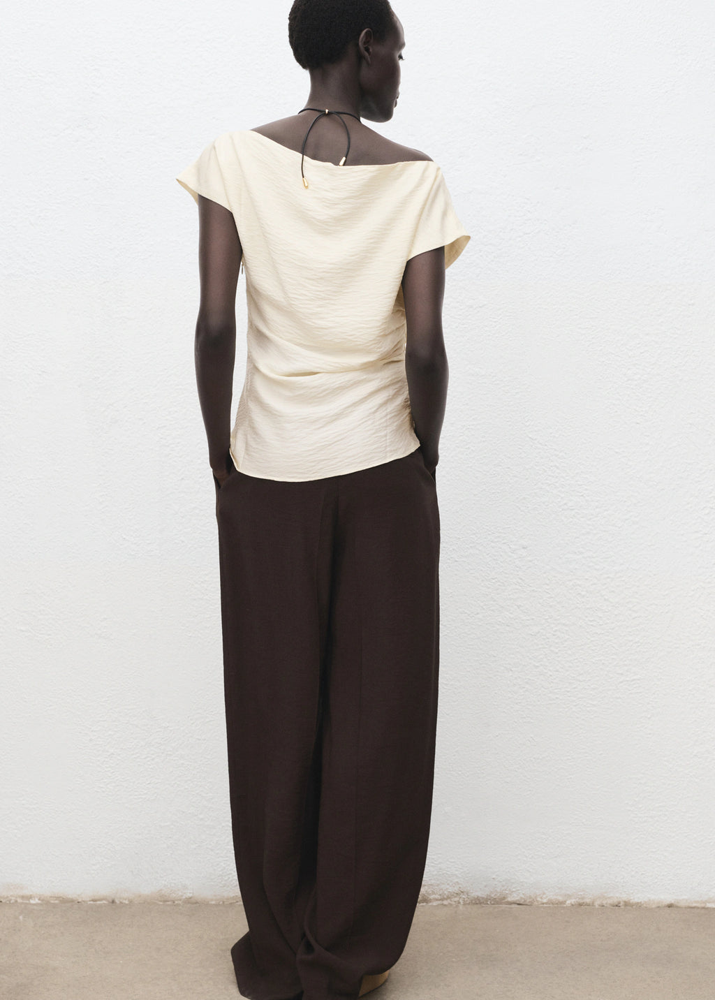 Modal Blouse With Asymmetrical Collar