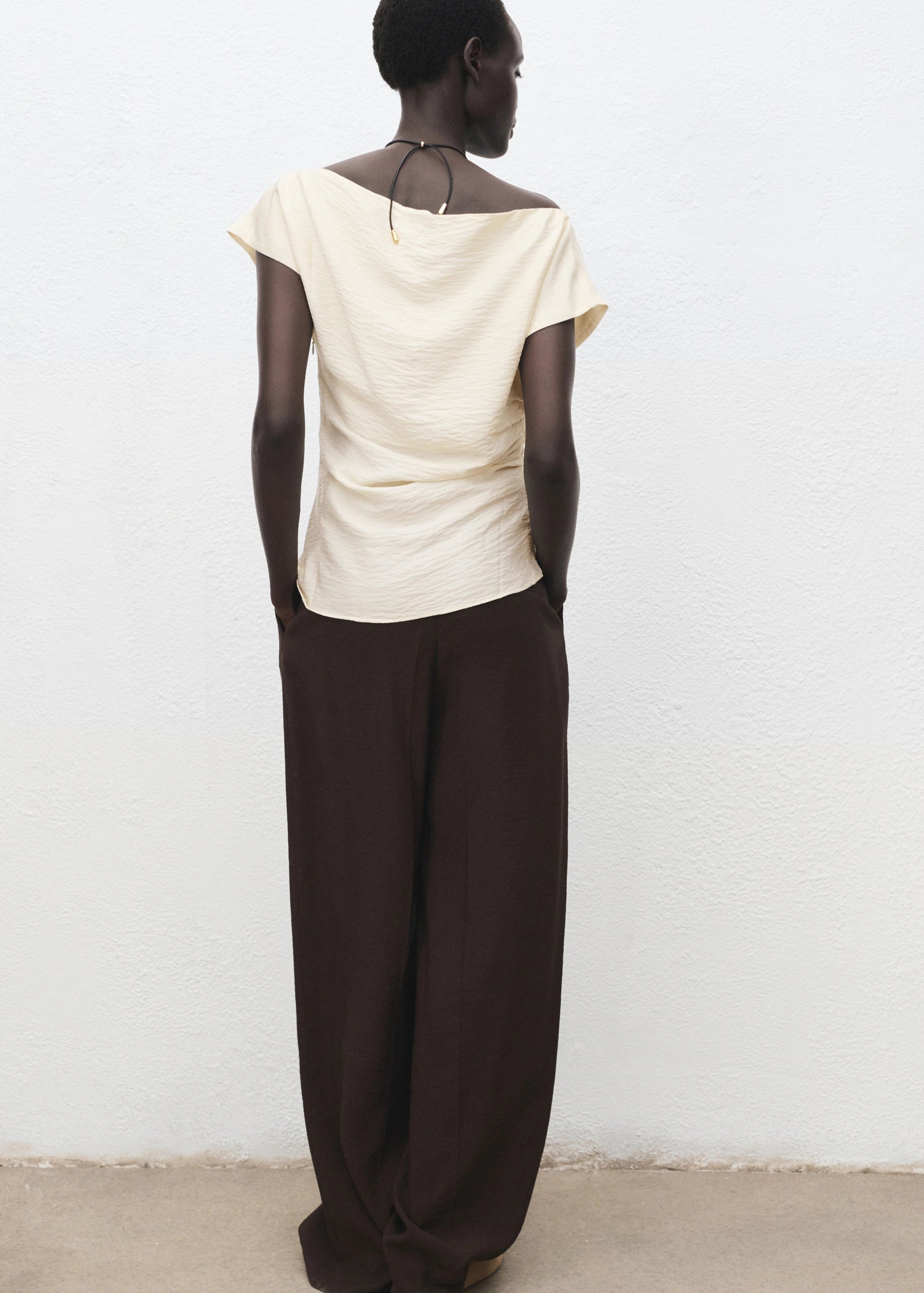 Modal Blouse With Asymmetrical Collar