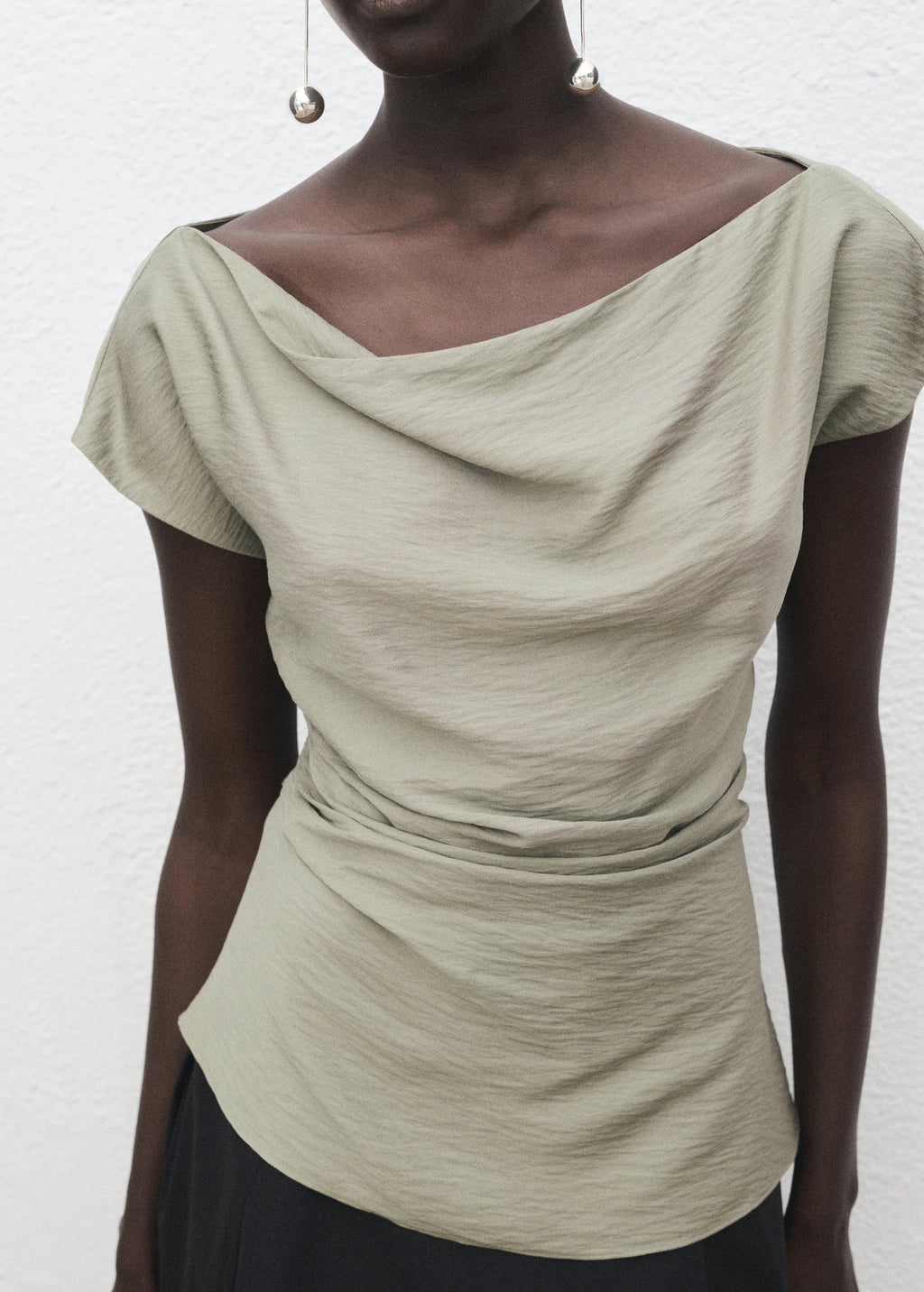 Modal Blouse With Asymmetrical Collar