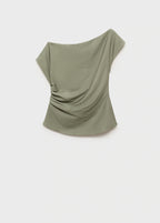 Modal Blouse With Asymmetrical Collar