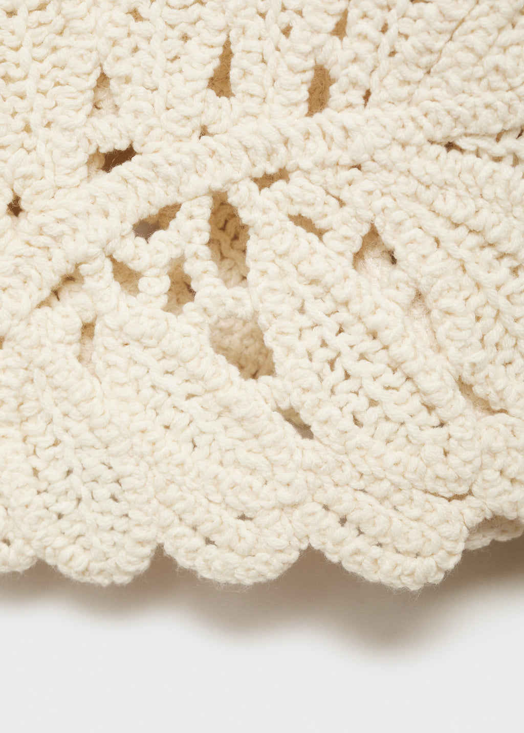 Openwork Knitted Jacket With Scalloped Hem