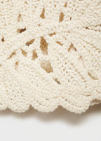 Openwork Knitted Jacket With Scalloped Hem