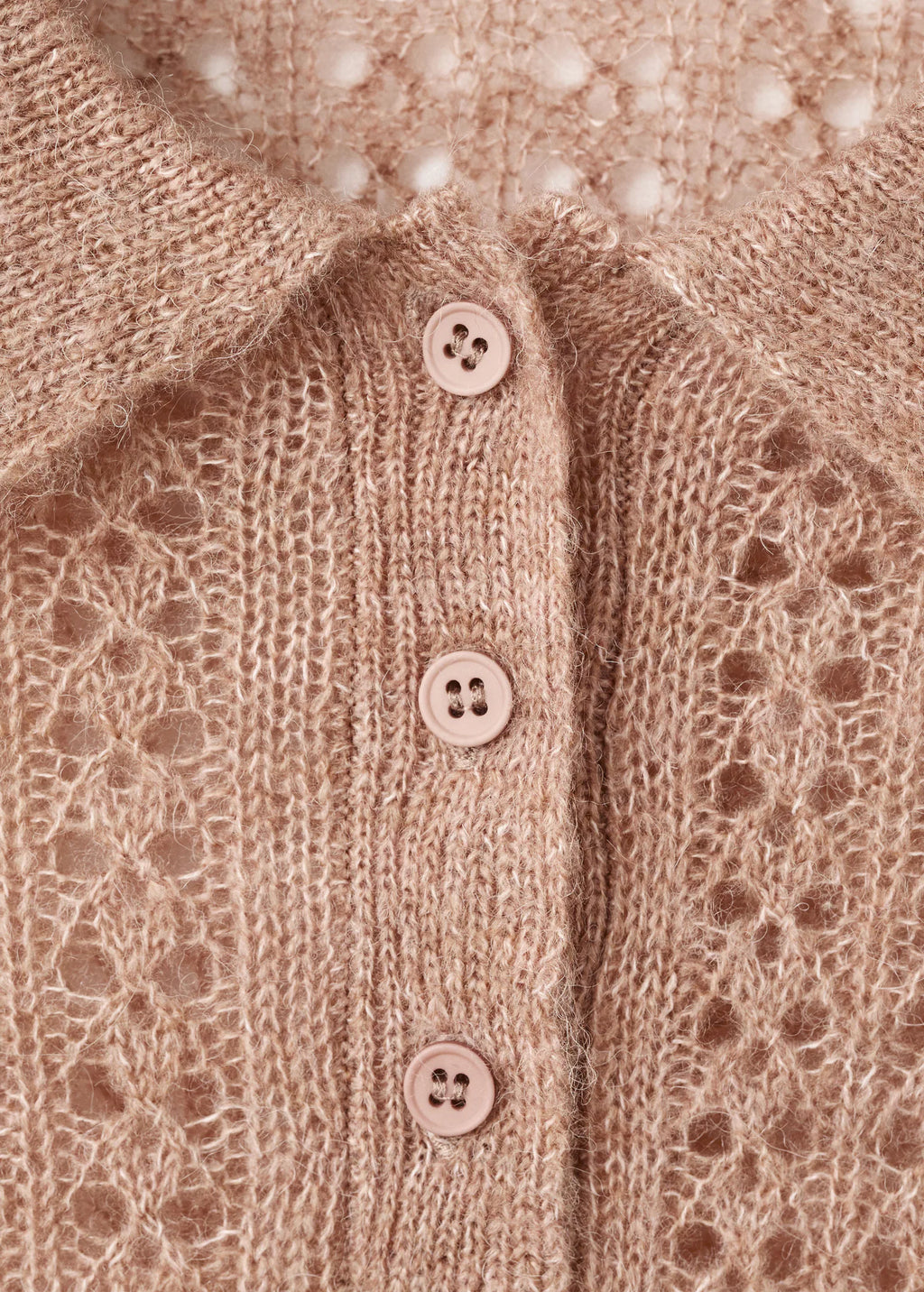 Openwork Knitted Polo Neck Sweater