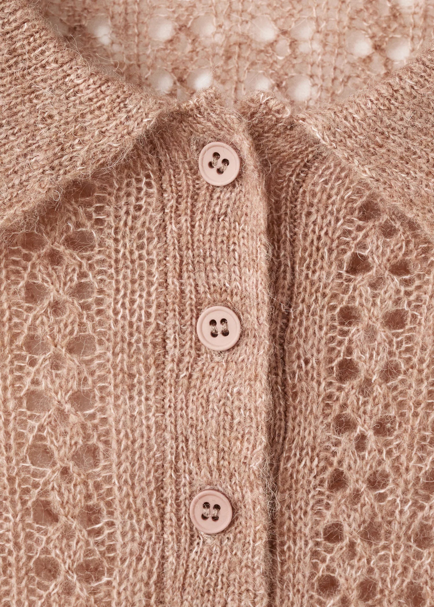 Openwork Knitted Polo Neck Sweater