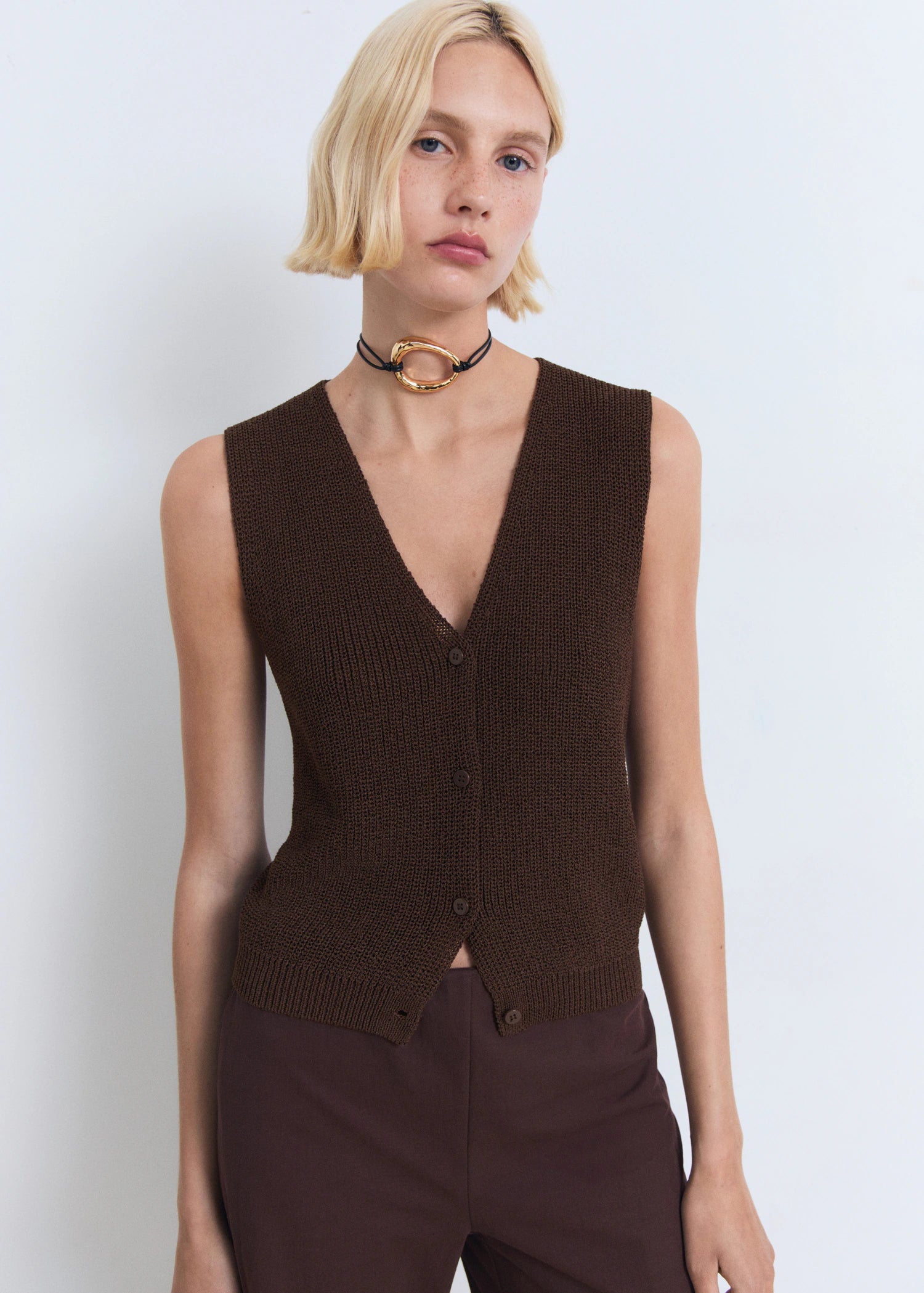 Openwork Knitted Waistcoat