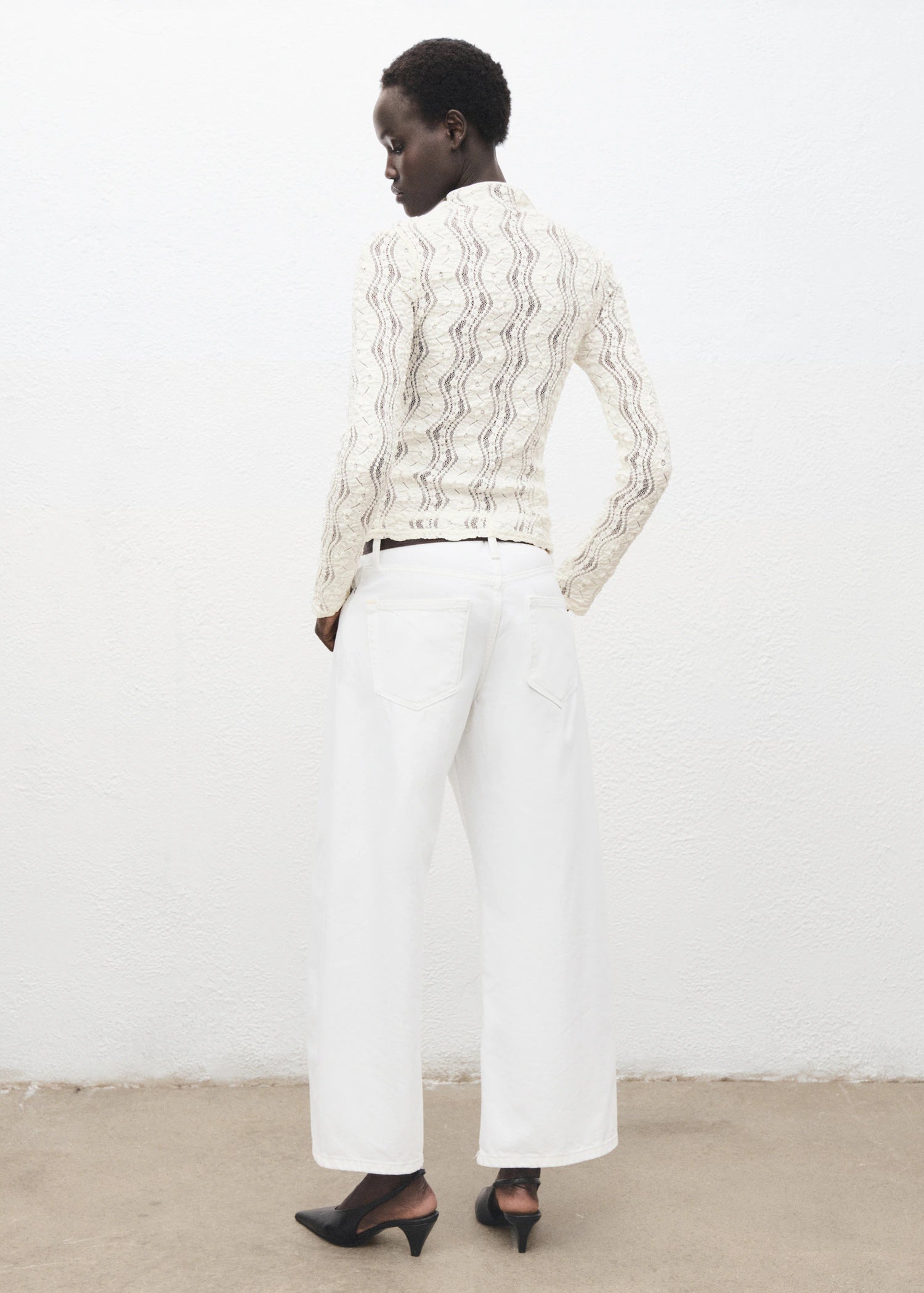Openwork Sweater With Perkins Collar