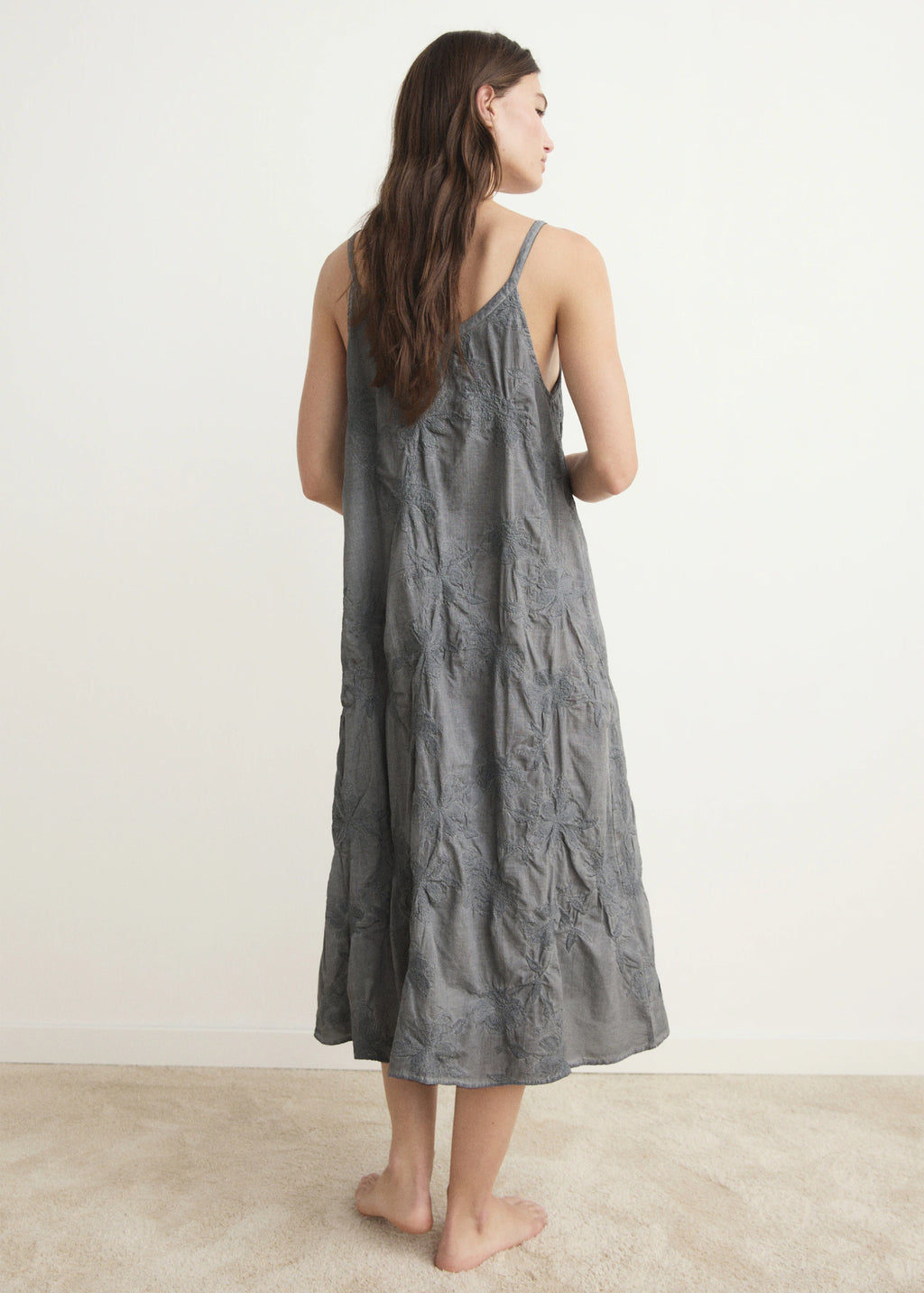 Overdyed Embroidered Cotton Nightdress