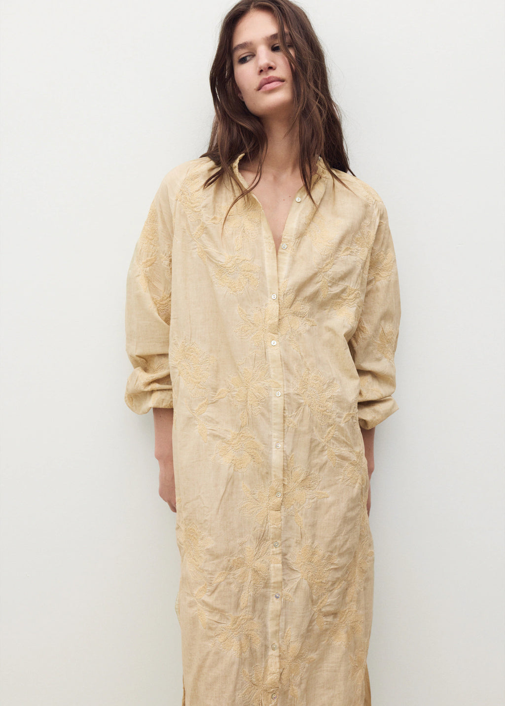 Overdyed Embroidered Cotton Nightdress