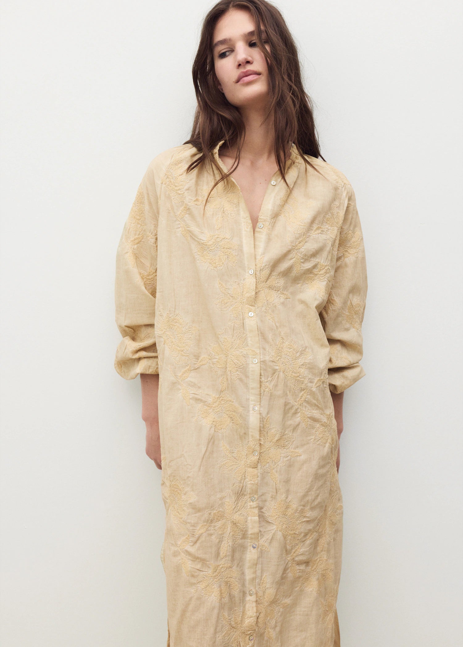 Overdyed Embroidered Cotton Nightdress