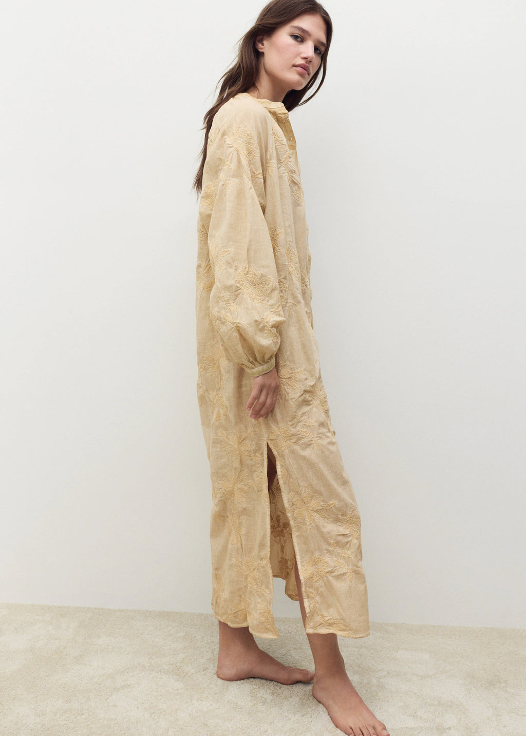 Overdyed Embroidered Cotton Nightdress