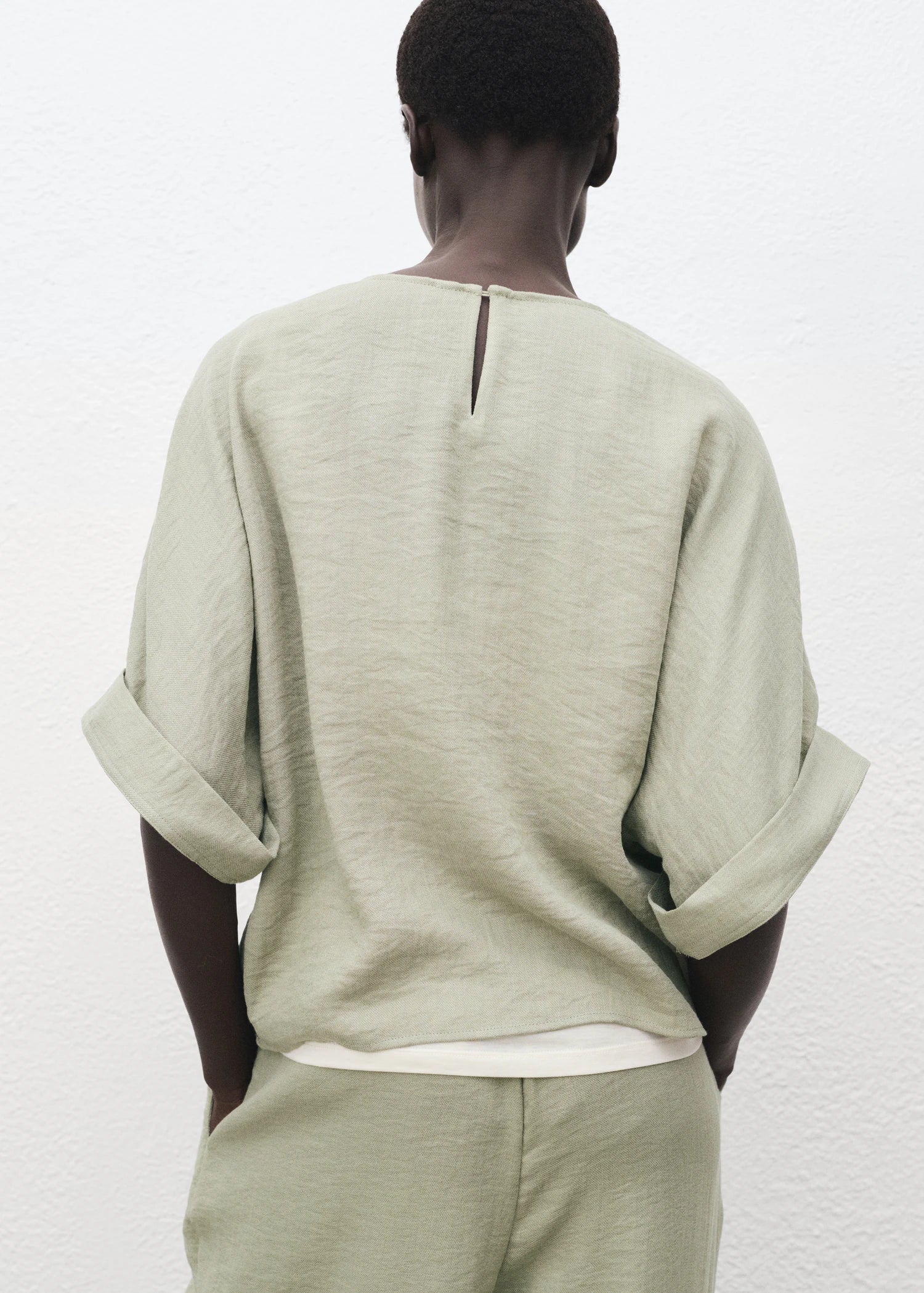 Oversized Blouse With Turn Up Sleeves