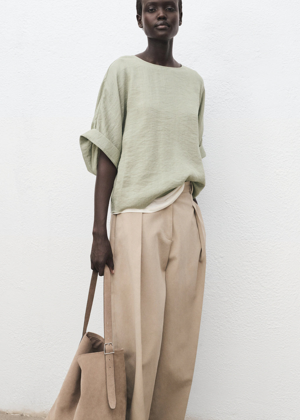 Oversized Blouse With Turn Up Sleeves