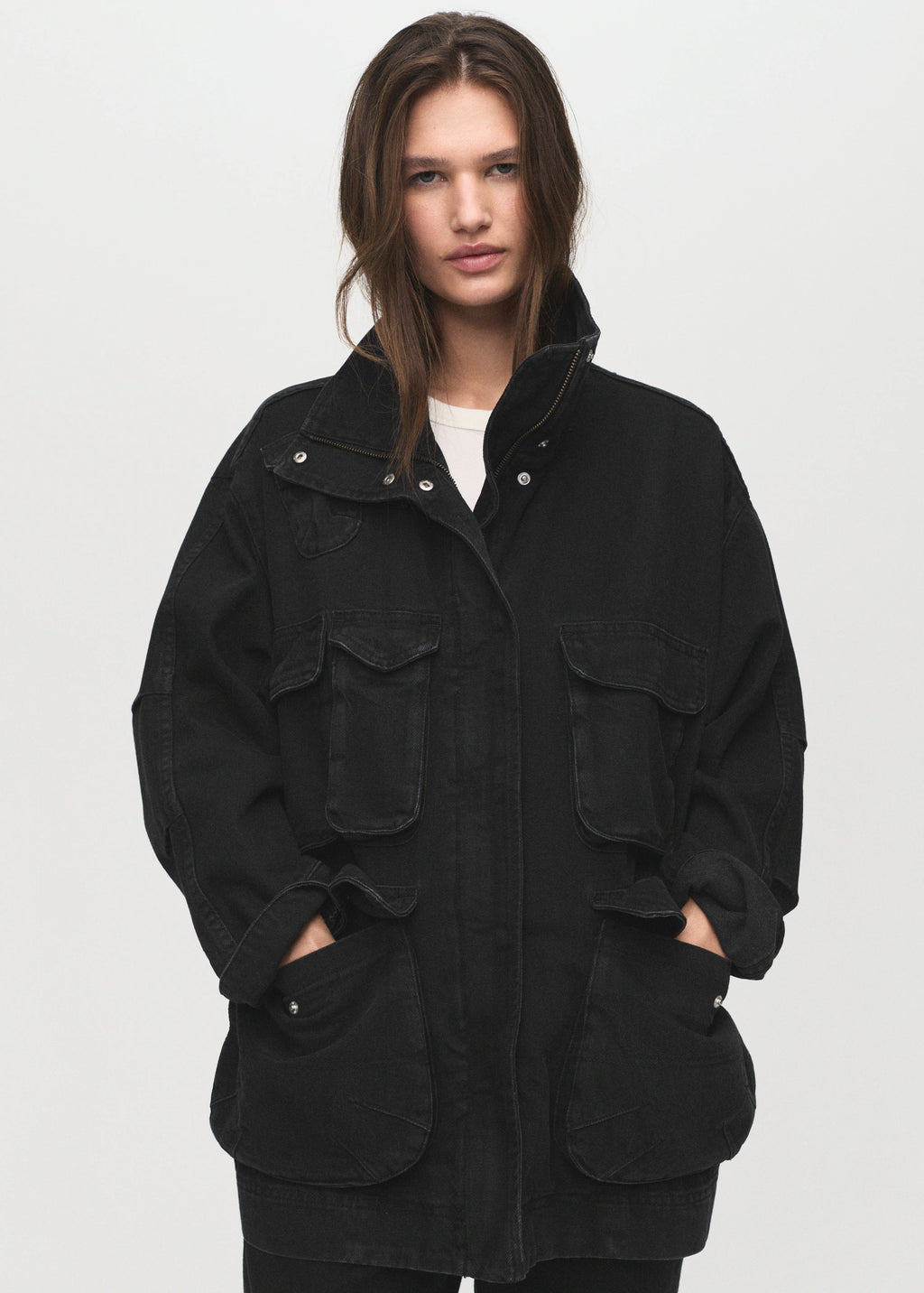 Oversized Denim Parka With Pockets