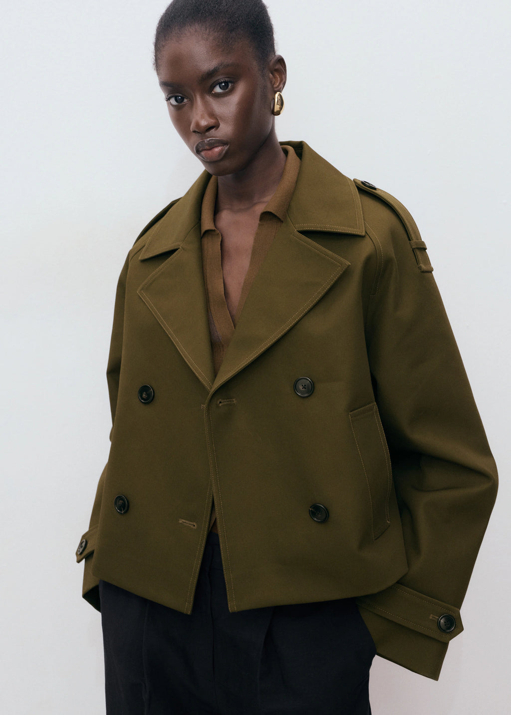 Oversized Short Double Breasted Trench Coat