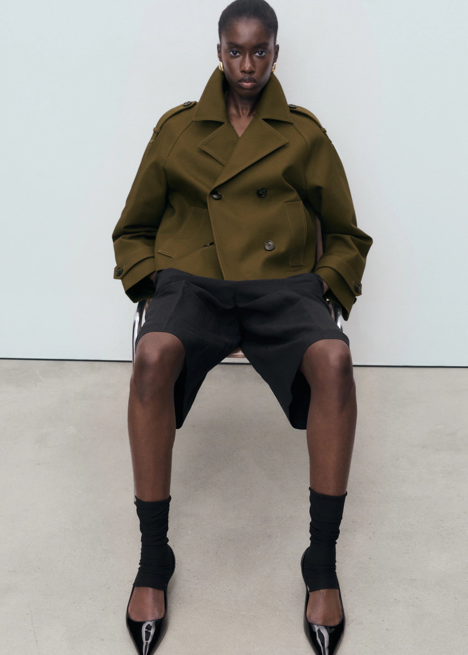 Oversized Short Double Breasted Trench Coat