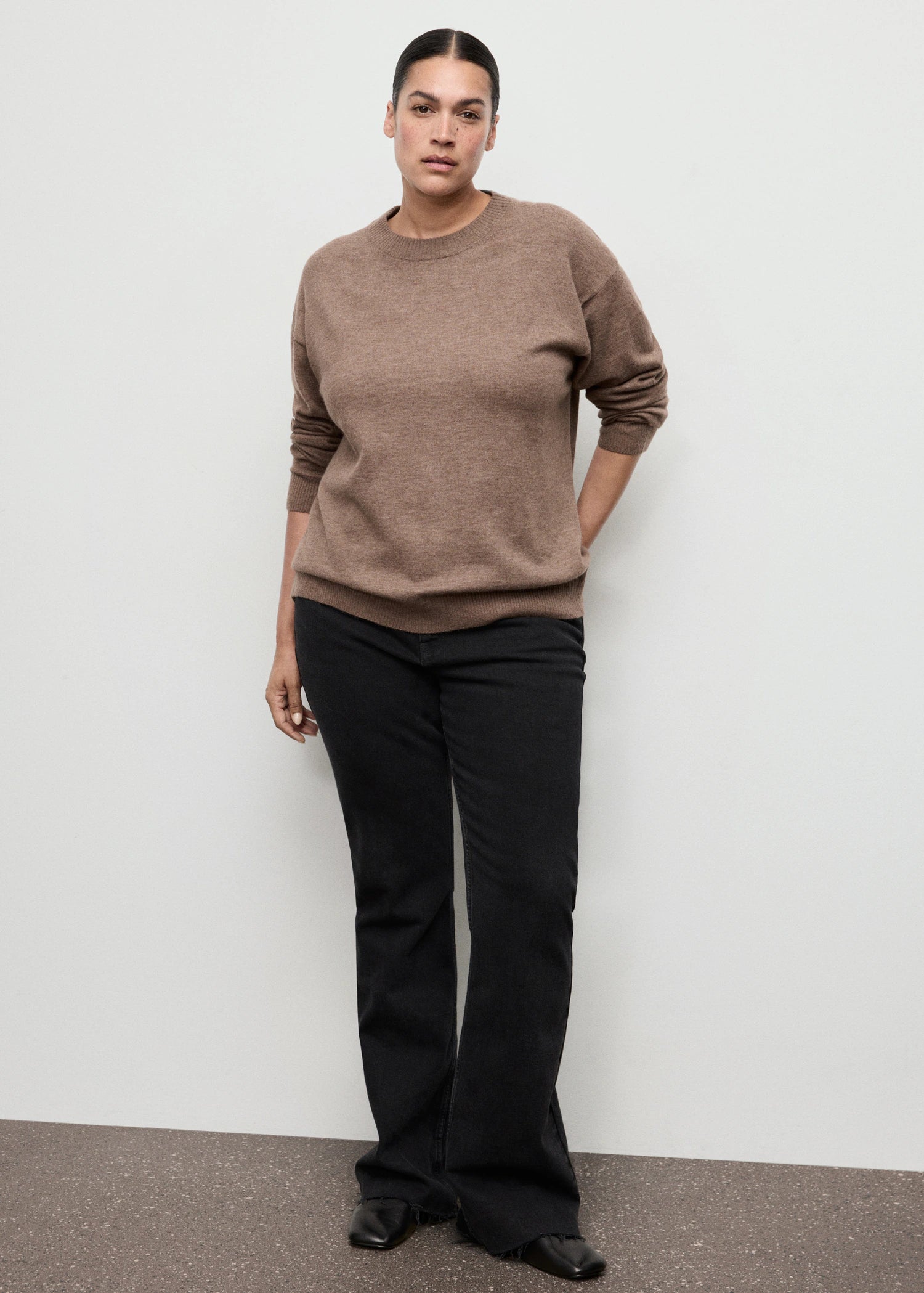 Oversized Sweater With Ribbed Trim