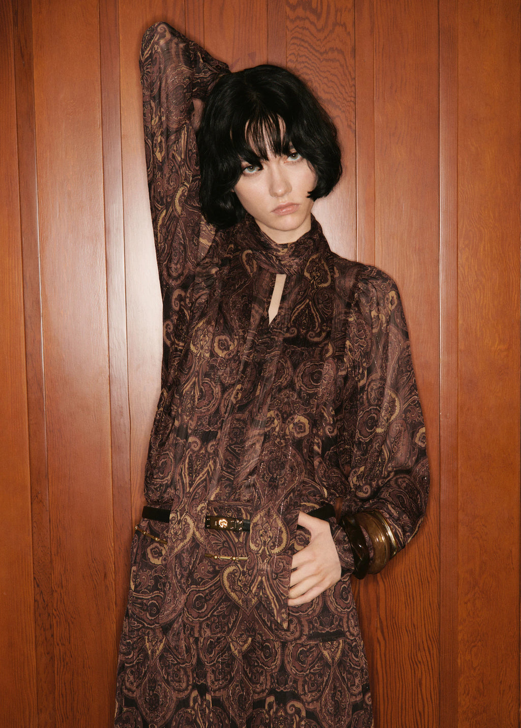 Paisley Print Blouse With Foulard