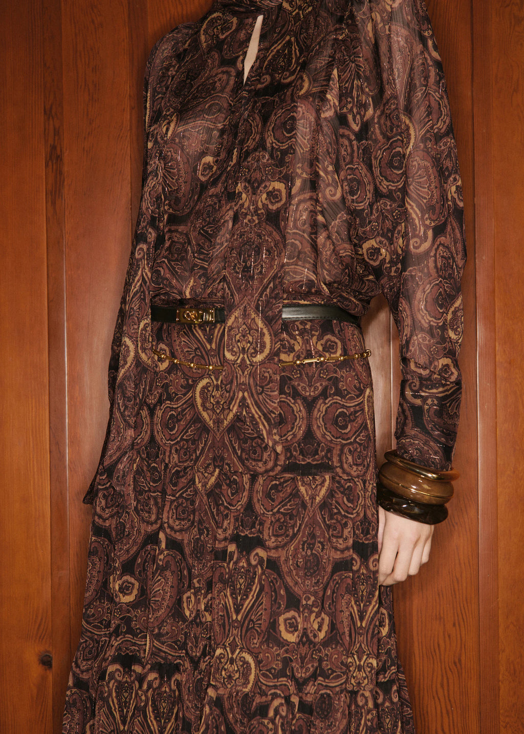 Paisley Print Blouse With Foulard
