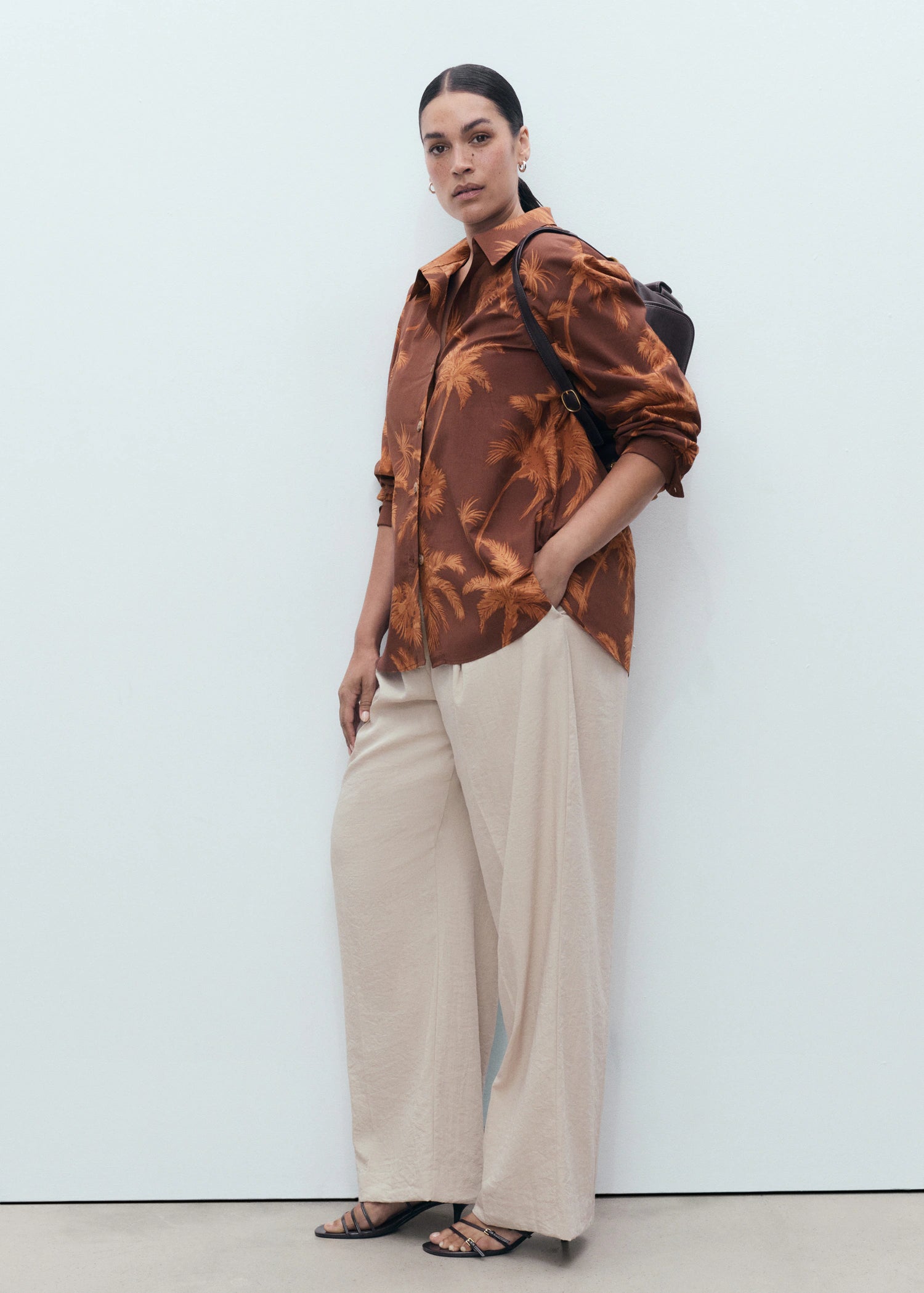 Palm Tree Print Cotton Shirt