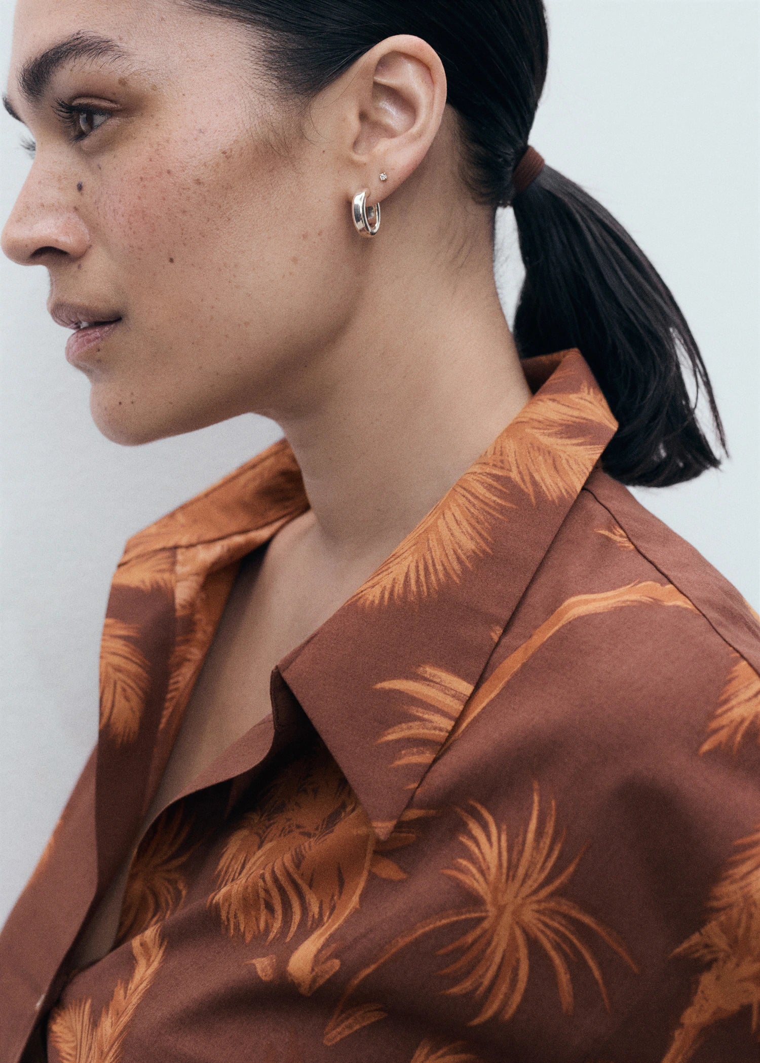 Palm Tree Print Cotton Shirt