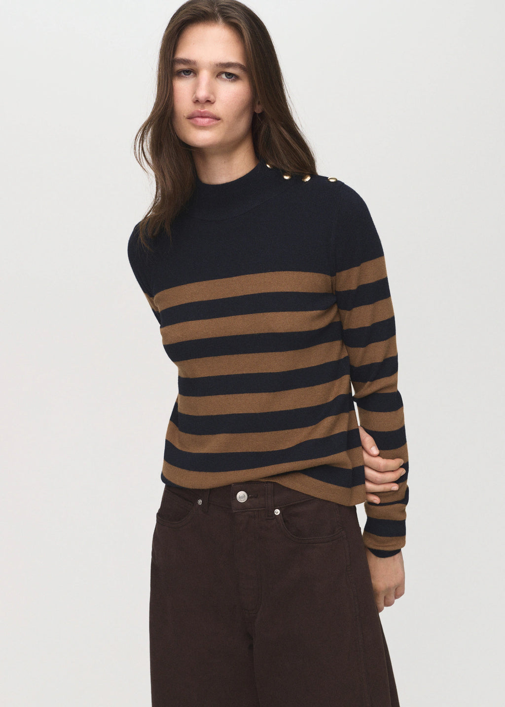 Perkins Neck Sweater With Button
