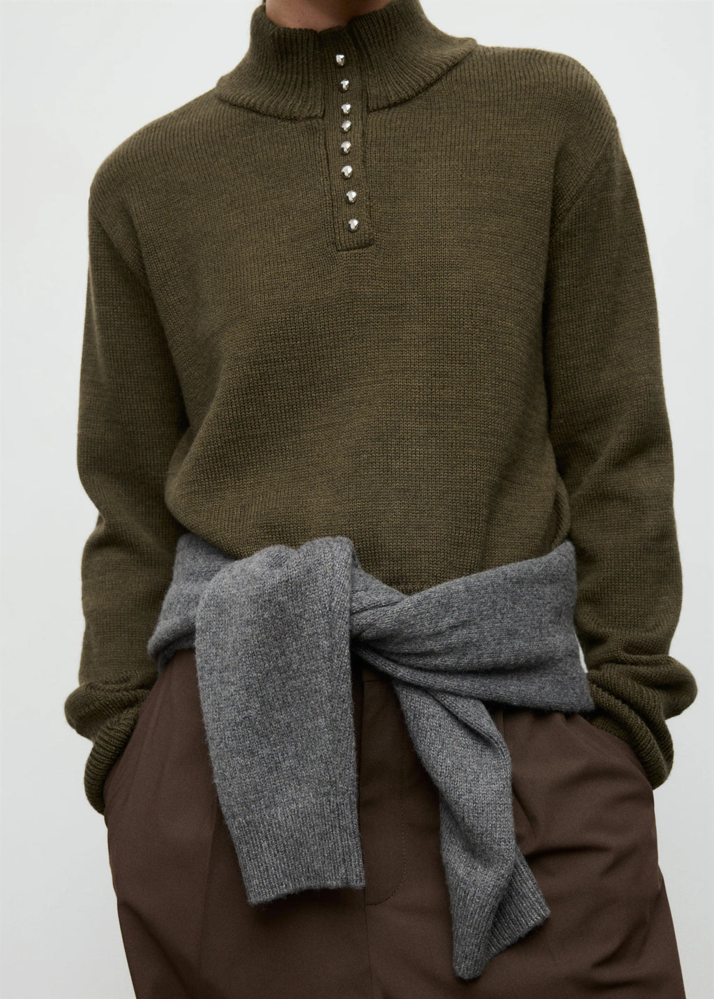 Perkins Neck Sweater With Button