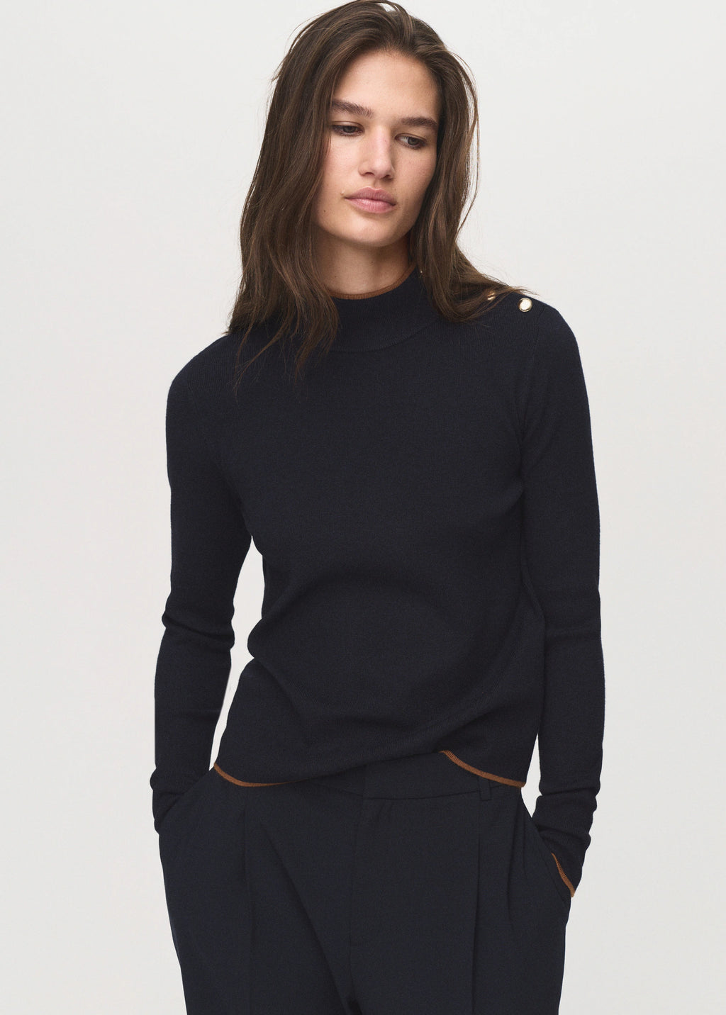 Perkins Neck Sweater With Button