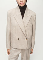 Pinstripe Wool Suit Jacket