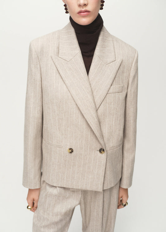 Pinstripe Wool Suit Jacket