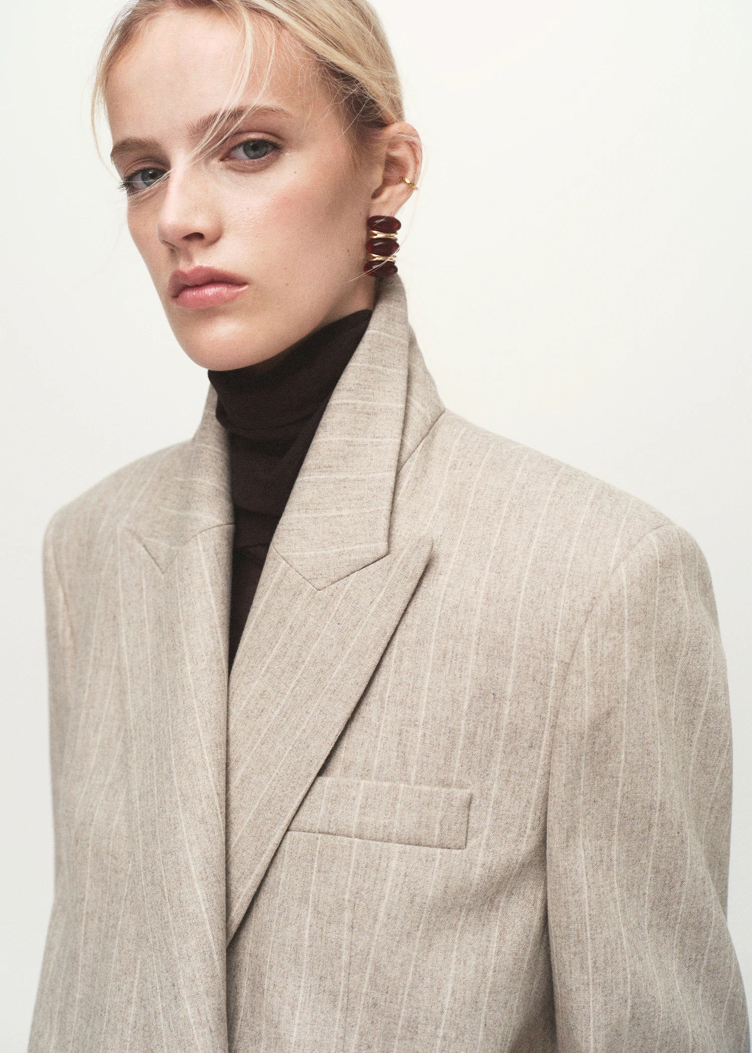 Pinstripe Wool Suit Jacket