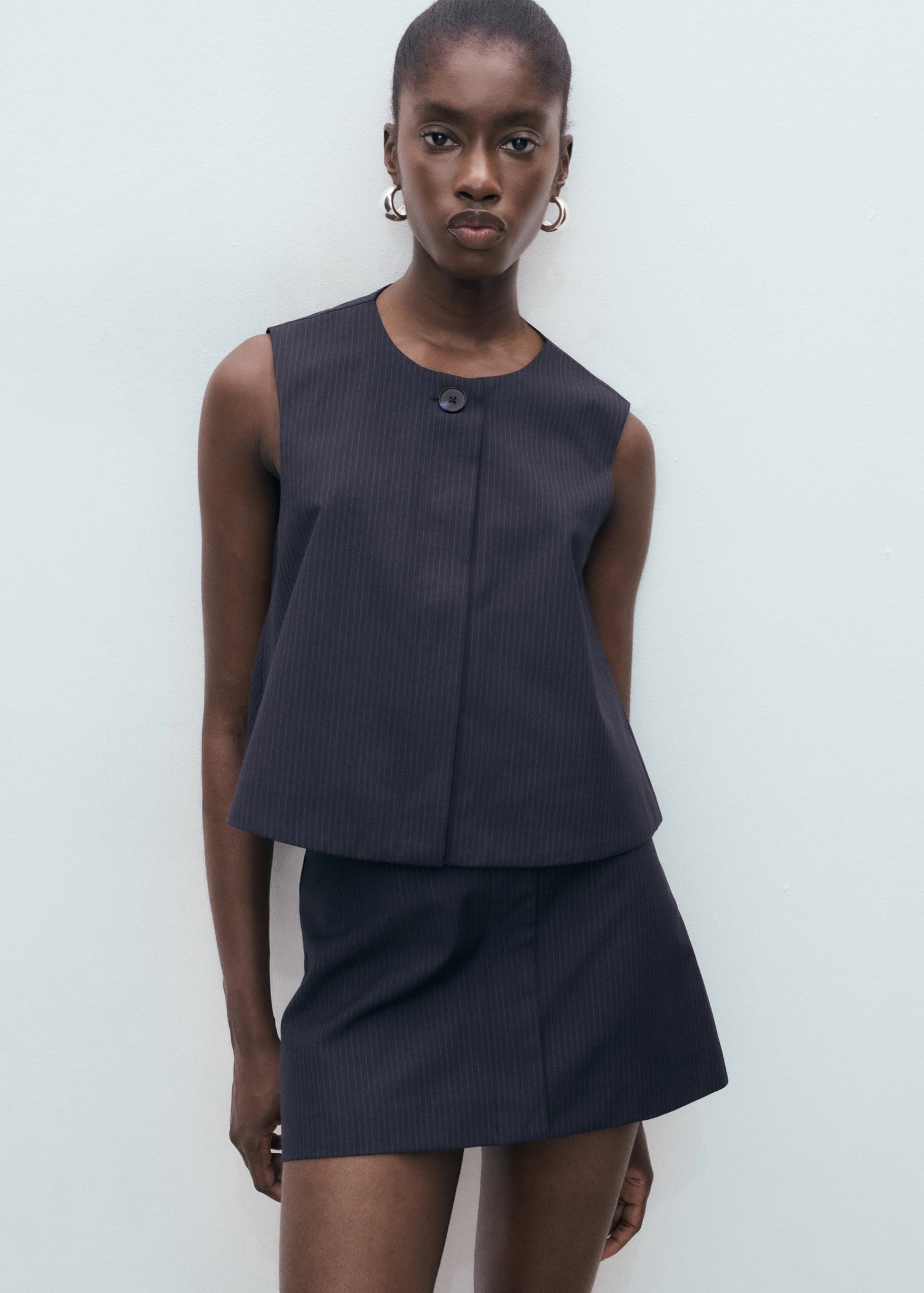 Pinstriped Top With Balloon Effect