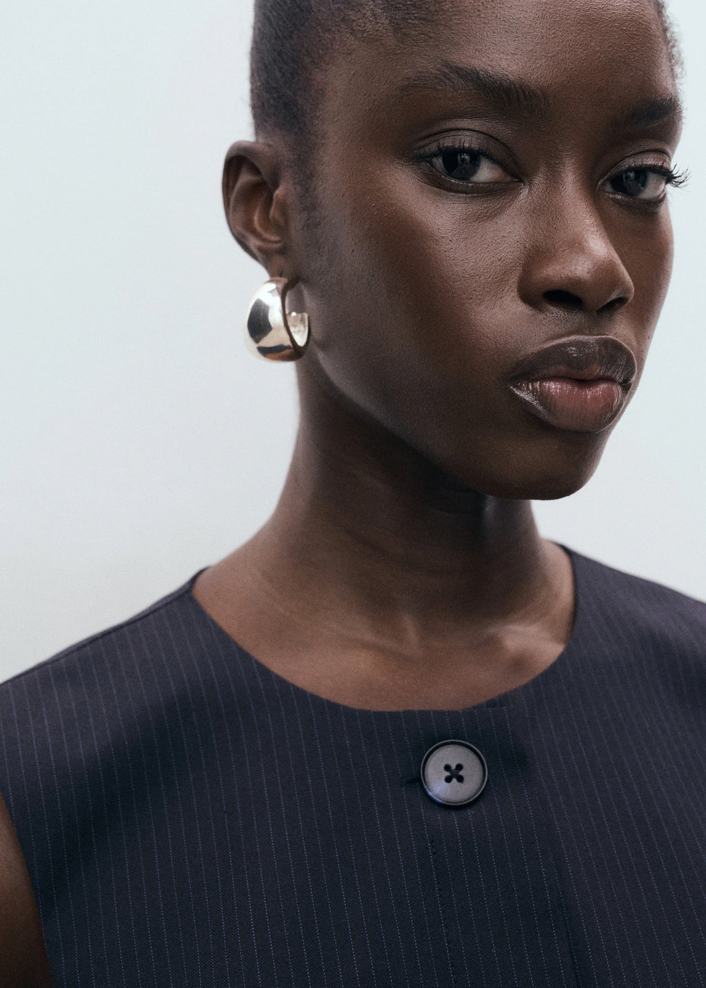 Pinstriped Top With Balloon Effect