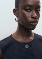 Pinstriped Top With Balloon Effect