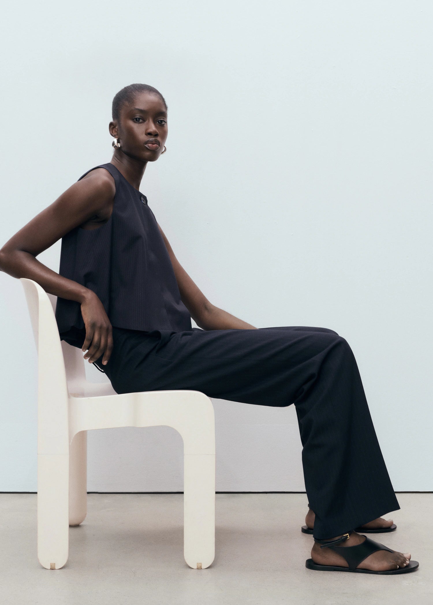 Pinstriped Top With Balloon Effect