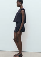 Pinstriped Top With Balloon Effect