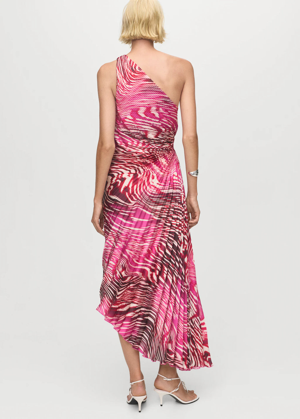Pleated Asymmetrical Dress With Opening