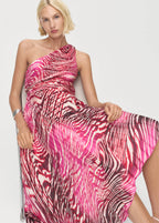 Pleated Asymmetrical Dress With Opening