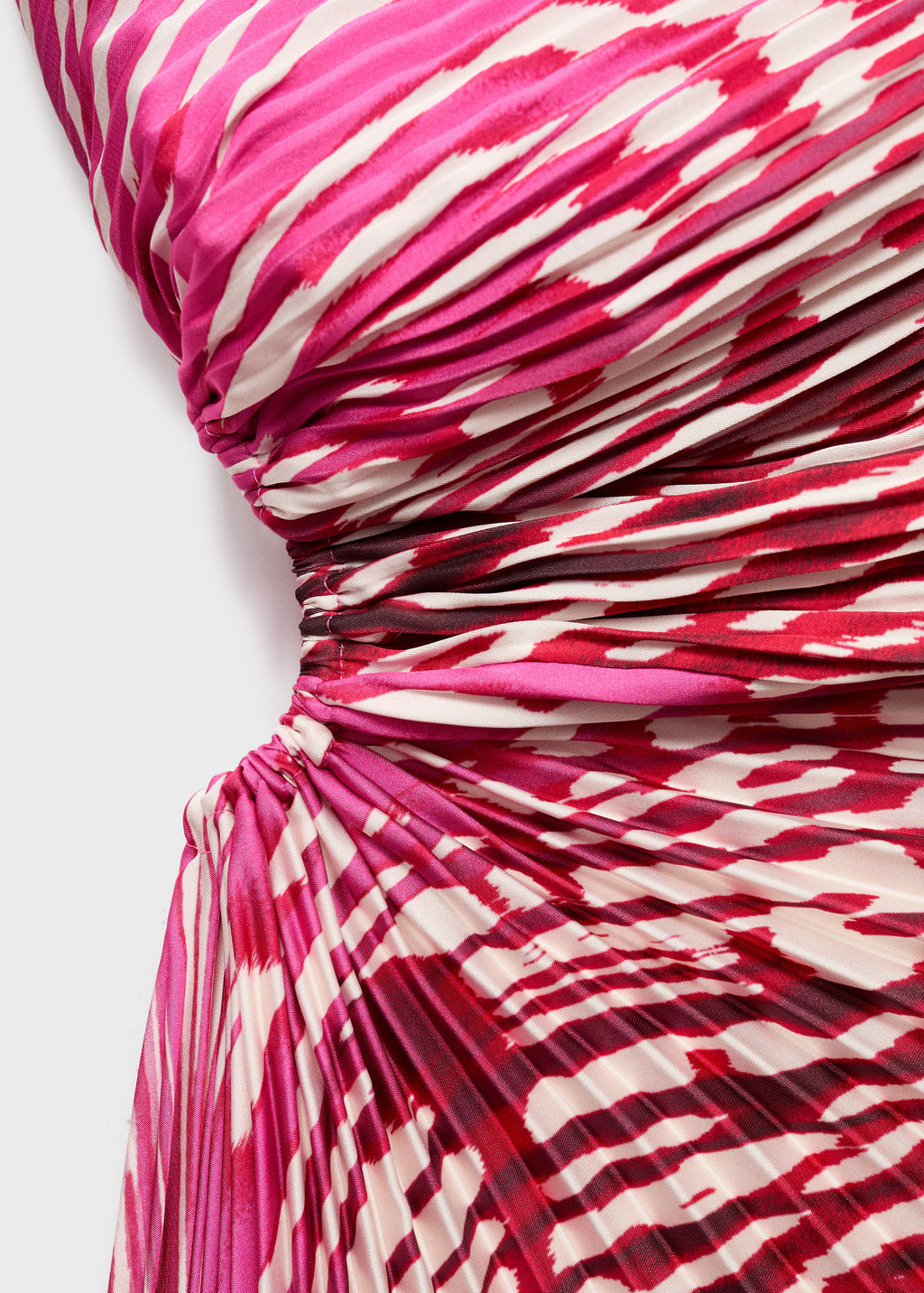 Pleated Asymmetrical Dress With Opening