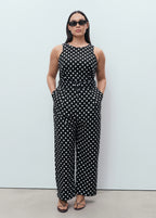 Polka Dot Belt Jumpsuit